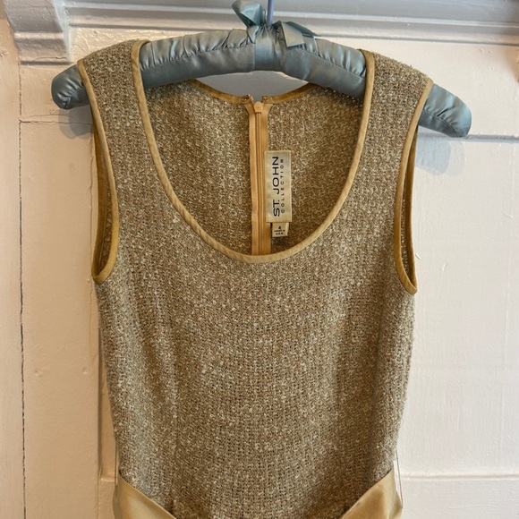 St. John Collection Size 4 Gold Knit Tweed Dress Knee Length USA - Picture 2 of 12
